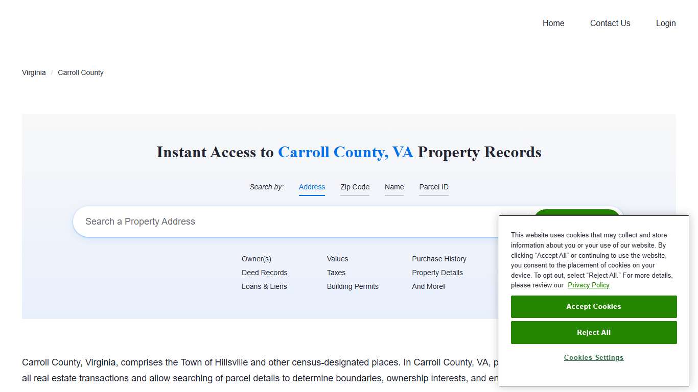 Carroll County, VA Property Records Owners, Deeds, Permits